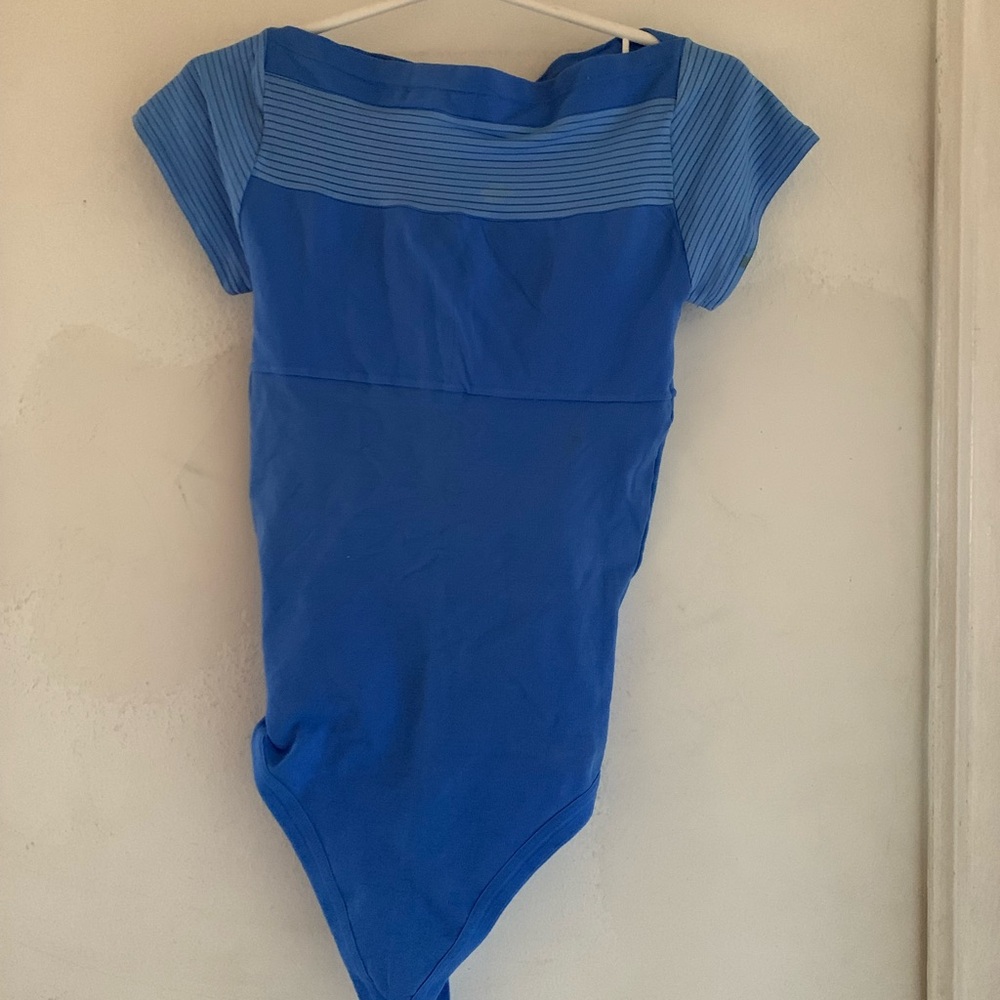 NWOT RITCHIE Blue Cap Sleeve Leotard Top, size L/XL